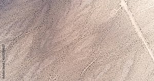 Flight over of Mojave desert, California. Aerial view of barren landscape