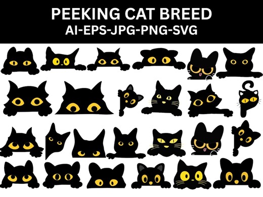 Peeking Cat SVG Bundle: Cricut Cut File, Cat Vectors (instant Download) - Etsy