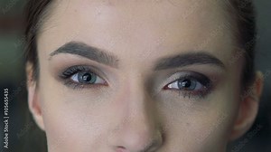 Close-up of eyes of a girl staring in the camera