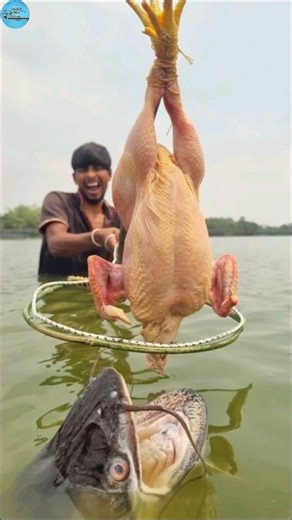 Unbelievable technique whole chicken trap fishing system #fishing #video #trap #chicken_fishing