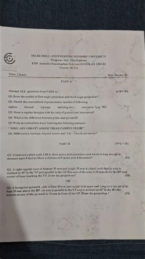 Dseu Engineering graphics previous year question paper 2022-23 #dseu #exam