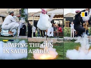 Saudi men shoot at their own feet in folk war dance