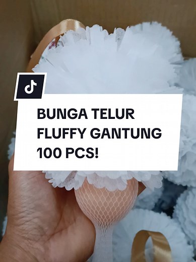 Done! Bunga Telur Fluffy Gantung White 100 pcs! #bungatelurpremium #bungateluresthetic #bungatelurcantik #bungatelurmurah #bungatelur #weddingaccesories #doorgiftkahwin