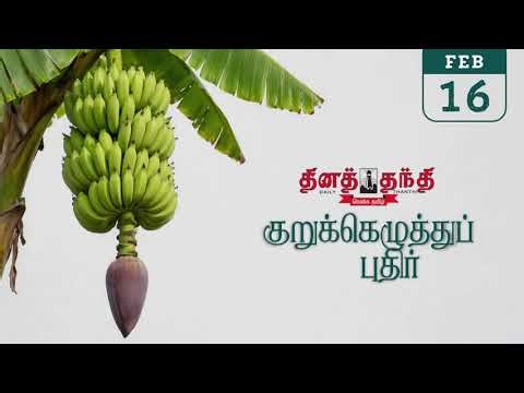 16/02/26 | தினத்தந்தி குறுக்கெழுத்து புதிர் | Dinathanthi kurukku ezhuthu puthir | Crossword answers