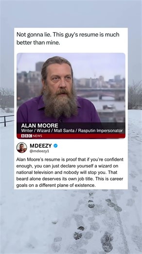 Alan Moore’s Job Title is Writer Wizard Mall Santa Rasputin Impersonator 🧙 #AlanMoore