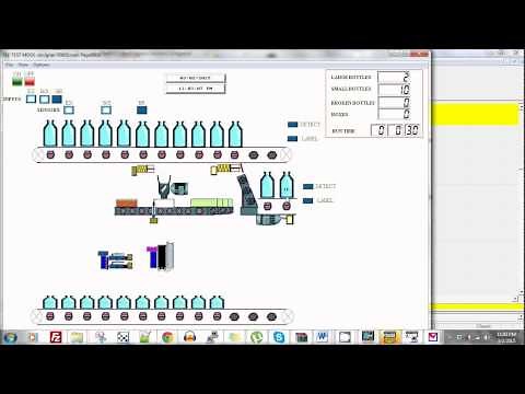 PLC bottle line filling and packaging system using cx-programmer and cx-designer