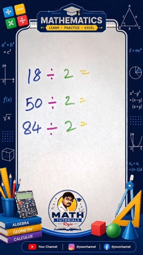 Divide by 2 formula half of the number #mathtricks #education #maths #viralvideo