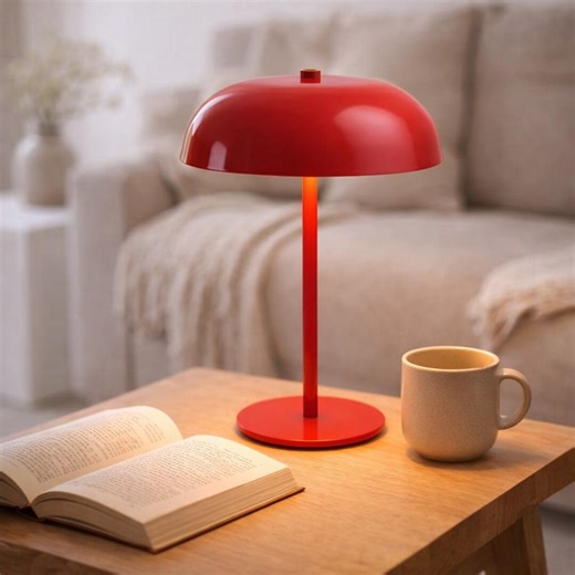 Lampe De Table Rouge Moderne | Ambiance Douce Et Chaleureuse | Petite Lampe De Chevet | Décoration Minimaliste | Allumage Simple - Etsy