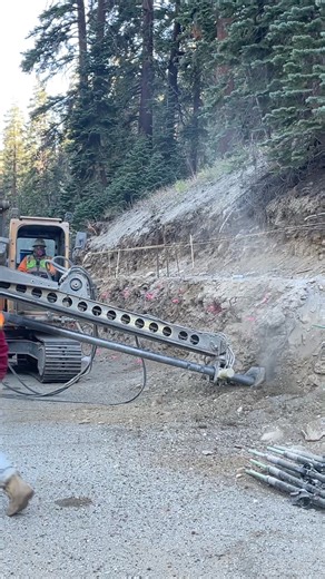 Soil nail installation (there are over 1,400 nails to install in this project, and all have been installed as of October 17, 2024) | U.S. Forest Service - Inyo National Forest