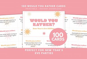 NYE Would You Rather Card Game Holiday Trivia Games New Years Fun Family Reunion Group Teen Eve Dinner Conversation Discussion Starters - Etsy