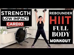 Rebounder HIIT with Weights Workout / Cardio, Strength and Core Circuit