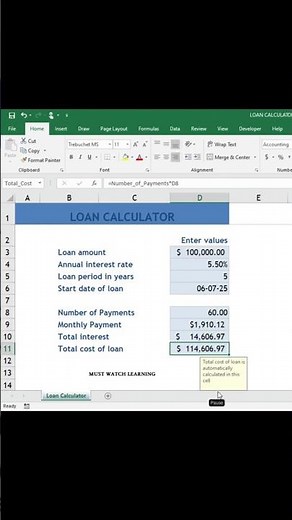 How to Create Loan Calculator in Excel