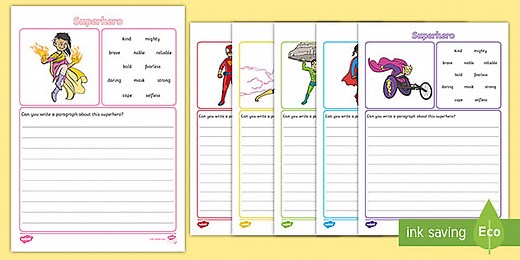 Superhero Description  Writing Frames