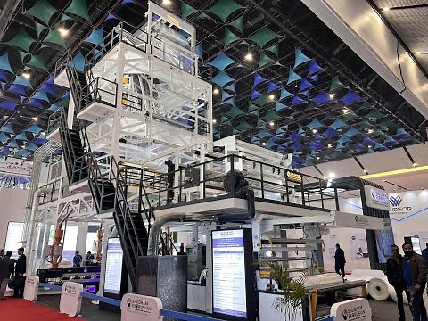 Shubham Extrusion make IBC-SE3HR-1900-65/75/65-LL+ (A-B-C) Three Layer Blown Film Extrusion Line