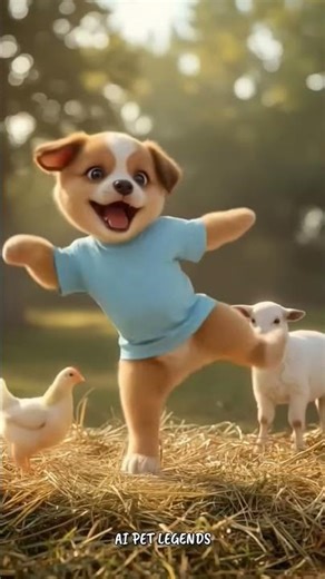 Funny Puppy Dancing on a Haystack W Cutest Farm Dog Shorts | #Shorts #funny #cartoon #cute