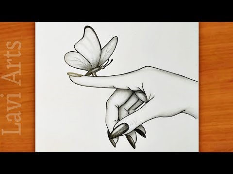 Butterfly on Finger Pencil Sketch | Easy Hand Drawing Step by Step | Simple Drawing | 2026
