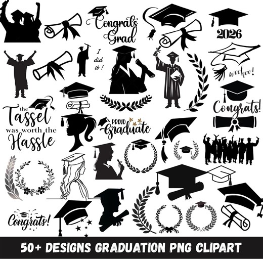 Class of 2026 PNG Clipart, Graduation Cap PNG, Graduate 2026 Cut Files, Senior 2026 Png, Graduation Silhouette Cricut Files - Etsy
