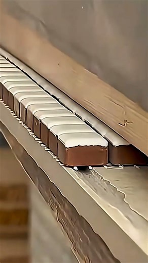 Chocolate Cutting Precision | Blade Slices Clean Segments with White Topping 🍫🔪 #shorts