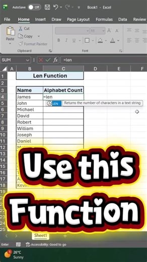 Excel Trick: LEN Function Made Easy 🔥