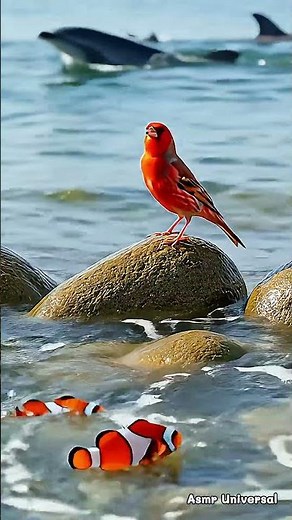 Looping Red Canary by the Sea | Ultra Realistic Relaxing Nature Video #shorts