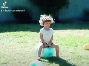 Girl bounce on Blue Space Hopper