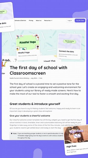 📚 For many of our teacher community, the first day of school is here! Set a positive tone with the handy guide packed with ready-made screens to create an engaging and welcoming environment for your students. ‌ ✨ From cheerful welcomes and meet-the-teacher intros to fun icebreakers and games, we’ve got everything you need to make the first day smooth and exciting. ‌ 🥰 Let's make this school year the best one yet! ‌ #backtoschool #classroommakeover #firstdayofschool #teacherlife #edtechteachers