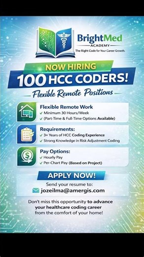 🔥 Hiring 100 HCC Coders | Remote Medical Coding Jobs | Apply Now