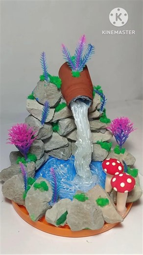 DIY Mini Waterfall Craft 🌊🍄 | Amazing Handmade Waterfall Decoration#DIYWaterfall #shorts #diycraft