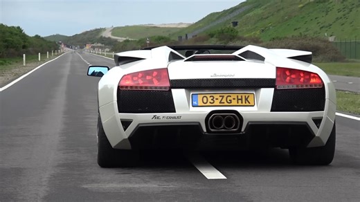 Lamborghini Murcielago launches hard on empty highway