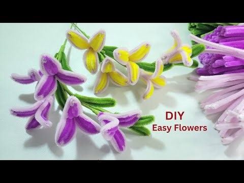 DIY Handmade flowers easy to make for everyone from pipe cleaner. Tutorial tips.