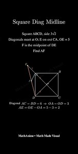 Square diagonal midpoint｜find AF with a midline trick