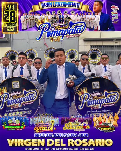 💥 PORQUE SONORA MÚSICAL POMAPATA NO PUEDE FALTAR PARA BAILAR DE INICIO A FINAL 🔊 🔵LOCAL : 𝗩𝗜𝗥𝗚𝗘𝗡 𝗗𝗘𝗟 𝗥𝗢𝗦𝗔𝗥𝗜𝗢 ✅️ꜰʀᴇɴᴛᴇ ᴀ ʟᴀ ᴘꜱɪᴄᴜʟᴛᴜʀᴀ ᴅᴇ ʜᴜᴀʀᴀᴢ 📆 28 DE FEBRERO 📍𝗛𝗨𝗔𝗥𝗔𝗭 🎺 𝑺𝑶𝑵𝑶𝑹𝑨 𝑴𝑼𝑺𝑰𝑪𝑨𝑳 𝑷𝑶𝑴𝑨𝑷𝑨𝑻𝑨 🎺 ⚡️𝐋𝐚 𝐏𝐫𝐞𝐦𝐢𝐮𝐦⚡️ 📲 Contactos: 917 365 715 Director: 𝐿𝑢𝑖𝑠 𝐴𝑙𝑒𝑗𝑎𝑛𝑑𝑟𝑜 (𝐿𝑢𝑐ℎ𝑖𝑡𝑜) #sonoramusicalpomapata #lapremium #siguenosparamascontenido #SIGUENOSYCOMPARTE #seguidoresfacebook