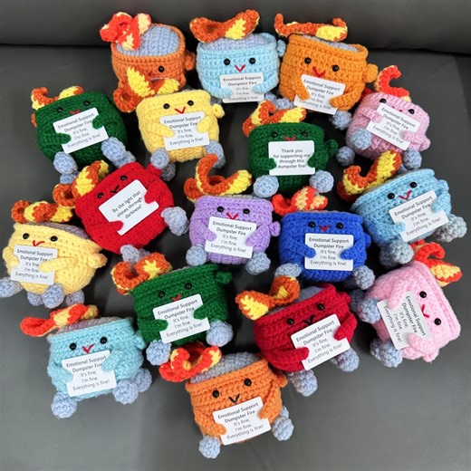 Adorable Handmade Crochet Dumpster Fire,multiple Colors,emotional Support Dumpster Fire,funny Desk Decor,bulk Gifts,funny Mother's Day Gift - Etsy