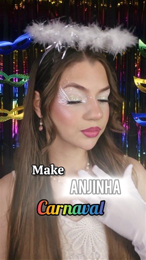 Angel makeup for Carnival 🤍✨️ #makeup #tutorial #maquiagem #carnaval #explore #viral #foryou