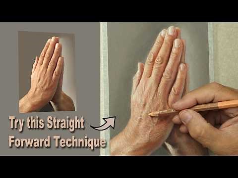 Pastel Pencil Portrait Study | Praying Hands. Exploring Skin Tones using my easy 3 Step Stages.