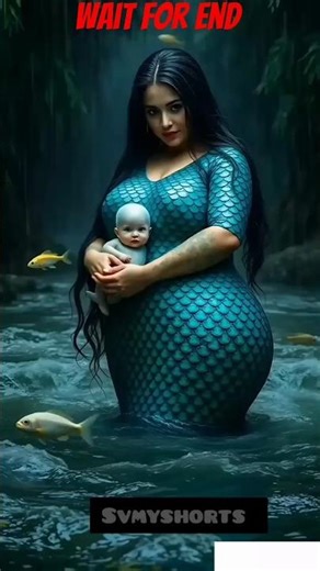 Mermaid mother and adorable baby boy in monsoon #mermaid #baby #shorts #trendingshorts #magic #agt