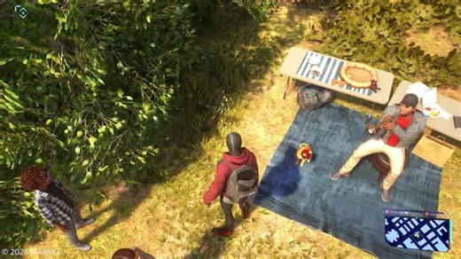 Curiosidades de Marvel’s Spider-Man 2: Se Miles estiver vestindo o traje Bodega Cat quando o gato do Teo aparecer pelo mundo, sua mochila estará vazia. #SpiderMan2PS5 | PlayStation