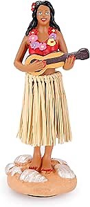 BCSmyer Hawaiian Hula Girl Dashboard Doll With Ukulele - Bobblehead Car Collection Figurine - Mini Size 4.72" High - Home Decoration Gift