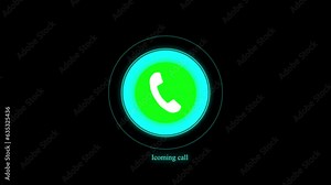 Call icon animation with radio signal on the black background.
