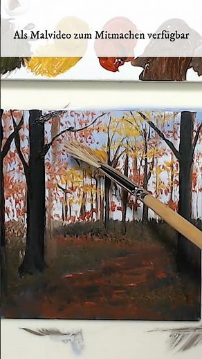 einen schönen Waldweg im Herbst malen lernen #Acrylmalerei für Anfänger #shorts #paintingtutorial