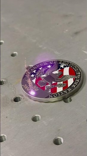 Engraved coin with our fiber laser