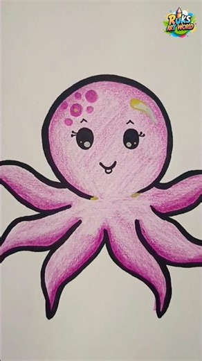 Cute Octopus Drawing 🐙💜 | Easy Kawaii Doodle Art #art #shorts