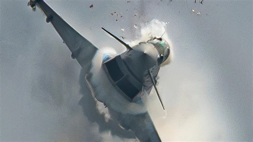 Incredible pictures show moment seagull SHATTERS cockpit of £73MILLION warplane