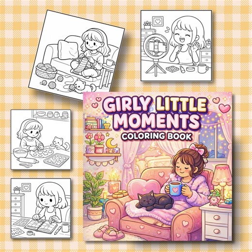 Cozy Girl Coloring Book Printable, Cute Daily Life Coloring Pages, Kawaii Girl Moments, Self Care Coloring Pages, Relaxing Cute Art PDF - Etsy