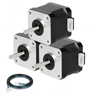 Nema 17 Stepper Motor 3PCS High Accuracy 145mNm/20.53oz.in High Torque 20.5mm(0.81inch Bipolar 1A-3.5V 1.8 Degree 2 Phase 4 Lead for 3D Printer/CNC Machine Tool