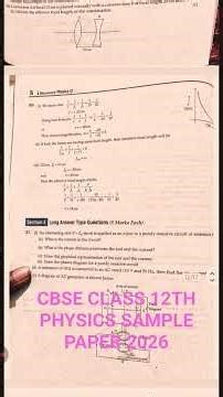 CBSE CLASS 12TH PHYSICS SAMPLE PAPER 2026 #physics #CBSE #physicsexam #jee #neet