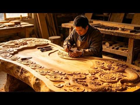 The Largest Golden-Thread Nanmu Tea Table on the Entire Web