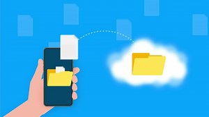 Modern flat icon with file transfer on white background. Motion graphics.