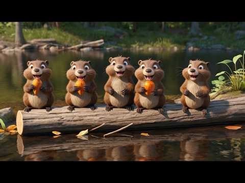 Five Little Beavers Chewing on Logs | Fun Woodworking Animal Song for Kids