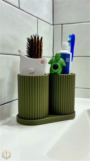 3D Printed Ribbed Toothbrush Holder | Clean Modern Bathroom Organizer